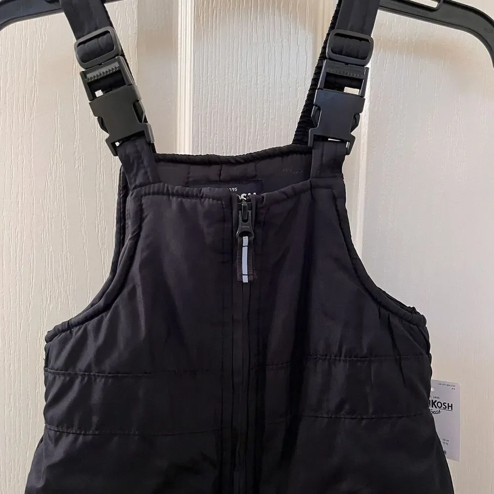OshKosh B'gosh Black Perfect Snow Bib Overalls Snowsuit Boys Size 4 NWT